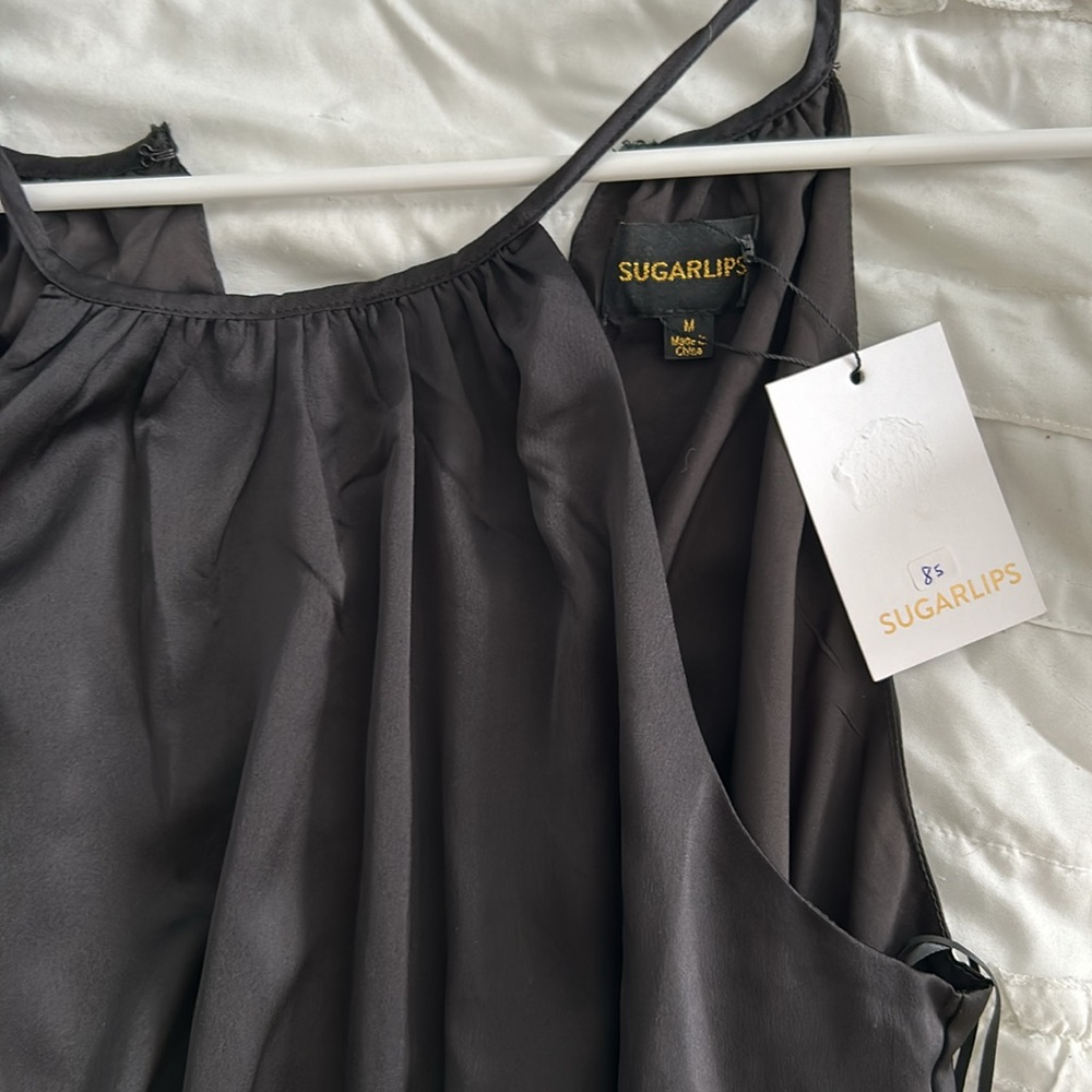 Sugarlips black silky jumpsuit - Picture 5 of 8